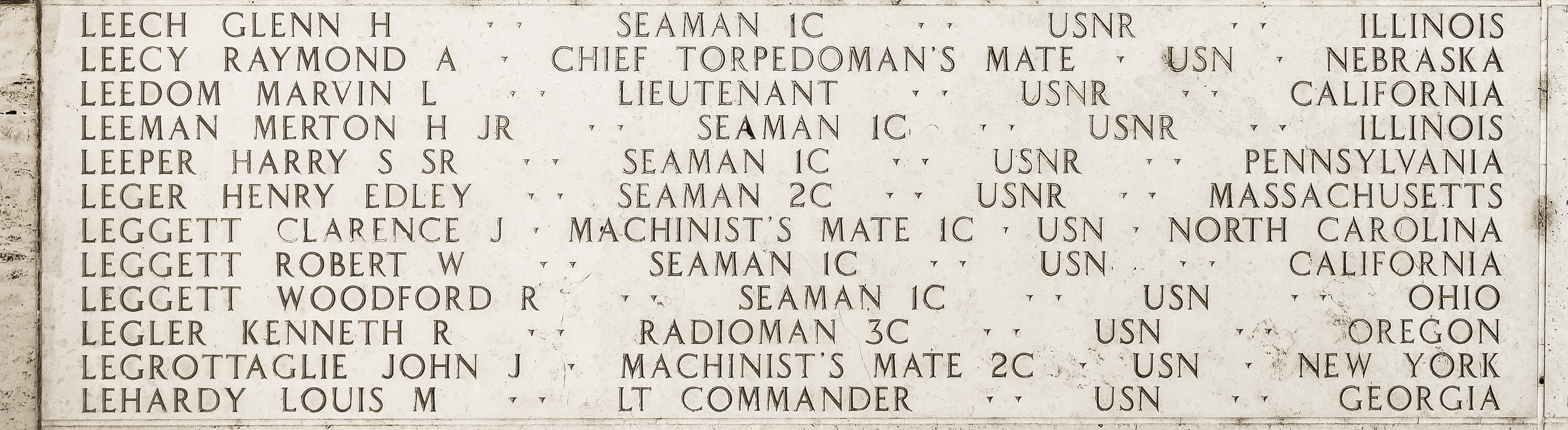 Raymond A. Leecy, Chief Torpedoman's Mate